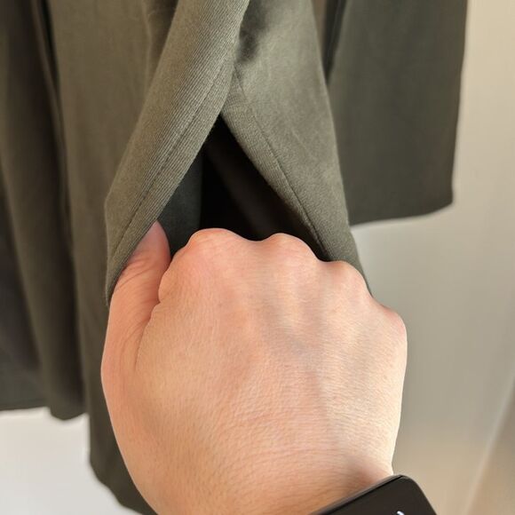 J. JILL WOMEN LONG HOODED POCKET OLIVE GREEN CAPE ROBE JACKET XL EUC PIMA COTTON - Picture 5 of 11